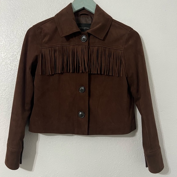 Banana Republic Dark Brown Suede Fringe Jacket - Picture 2 of 13